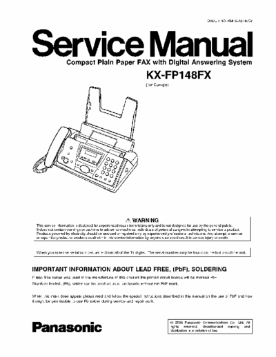 Panasonic KX-FP148FX  (for Europe) Service Manual Compact Plain Paper Fax with Digital Answering System - [Tot. File 11.184Kb - Part 1/4] - pag. 222